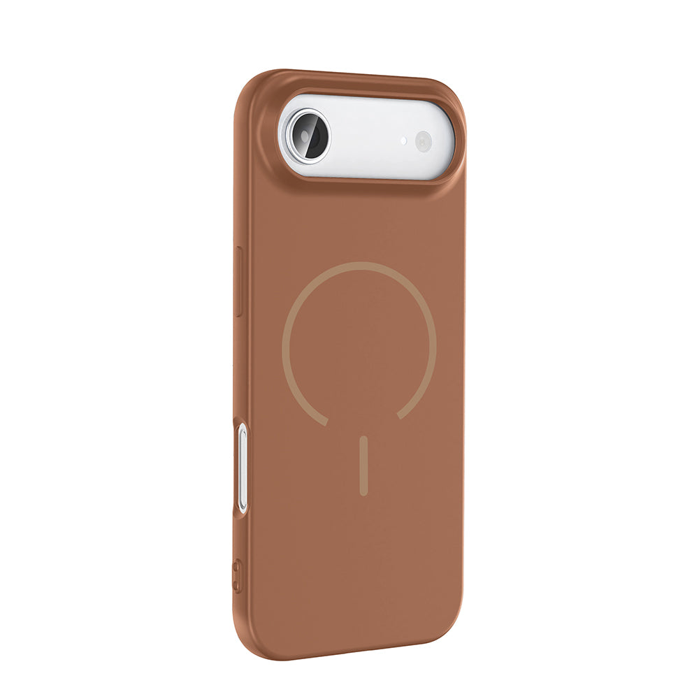 Apple iPhone 17 Air Kılıf M-safe Şarj Özellikli Zore Meta Kapak Kahverengi