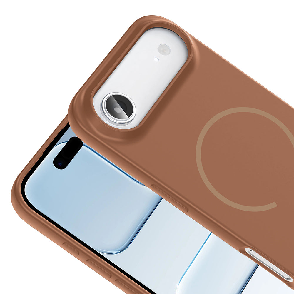 Apple iPhone 17 Air Kılıf M-safe Şarj Özellikli Zore Meta Kapak Kahverengi