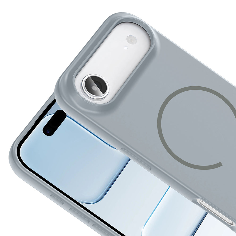 Apple iPhone 17 Air Kılıf M-safe Şarj Özellikli Zore Meta Kapak Titanyum-Gri