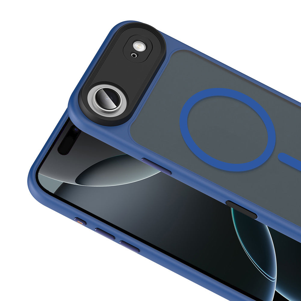 Apple iPhone 17 Air Kılıf Mat Arka Yüzey Wireless Şarj Özellikli Zore Flet M-safe Kapak Lacivert
