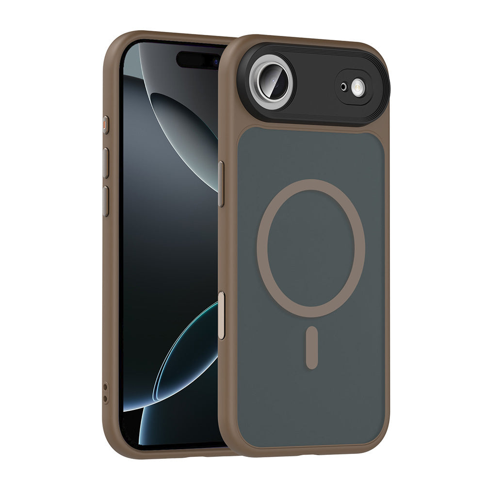 Apple iPhone 17 Air Kılıf Mat Arka Yüzey Wireless Şarj Özellikli Zore Flet M-safe Kapak Desert Titanyum
