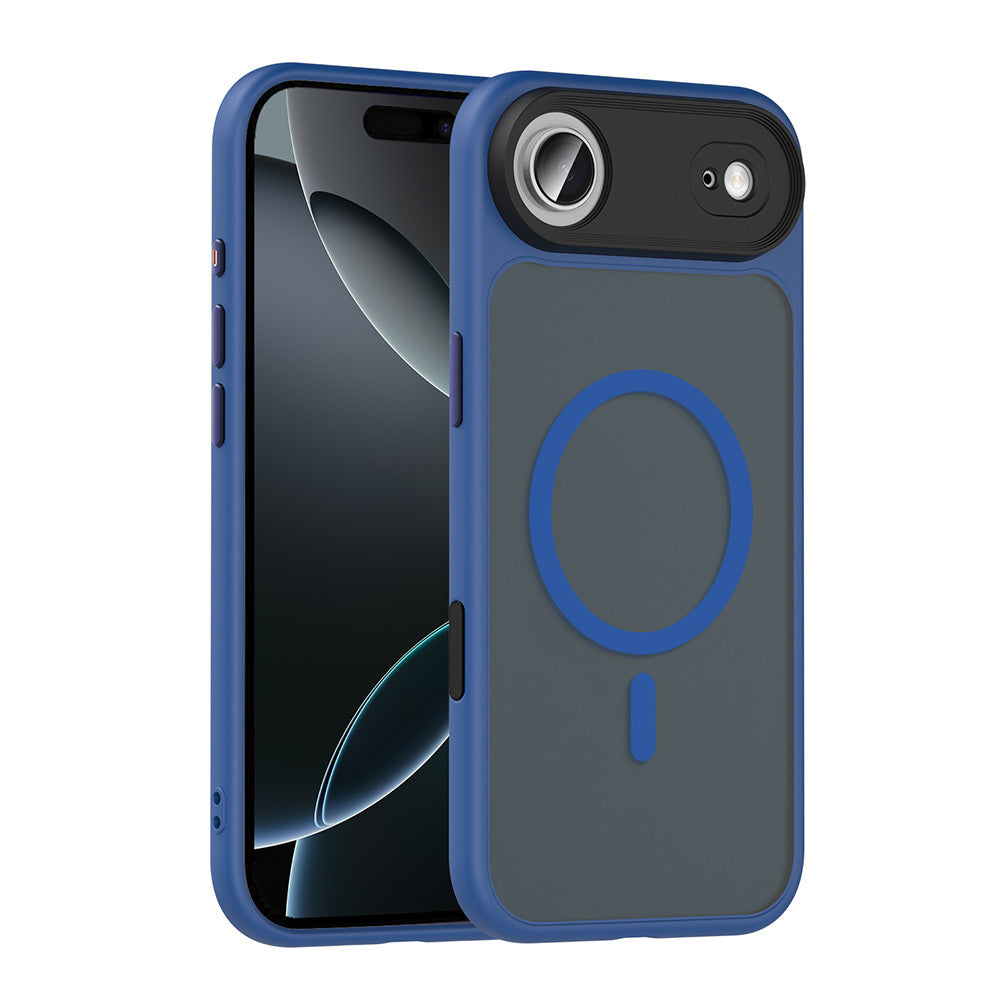 Apple iPhone 17 Air Kılıf Mat Arka Yüzey Wireless Şarj Özellikli Zore Flet M-safe Kapak Lacivert