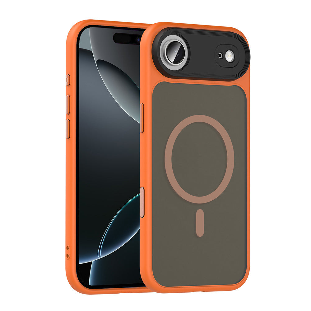 Apple iPhone 17 Air Kılıf Mat Arka Yüzey Wireless Şarj Özellikli Zore Flet M-safe Kapak Turuncu