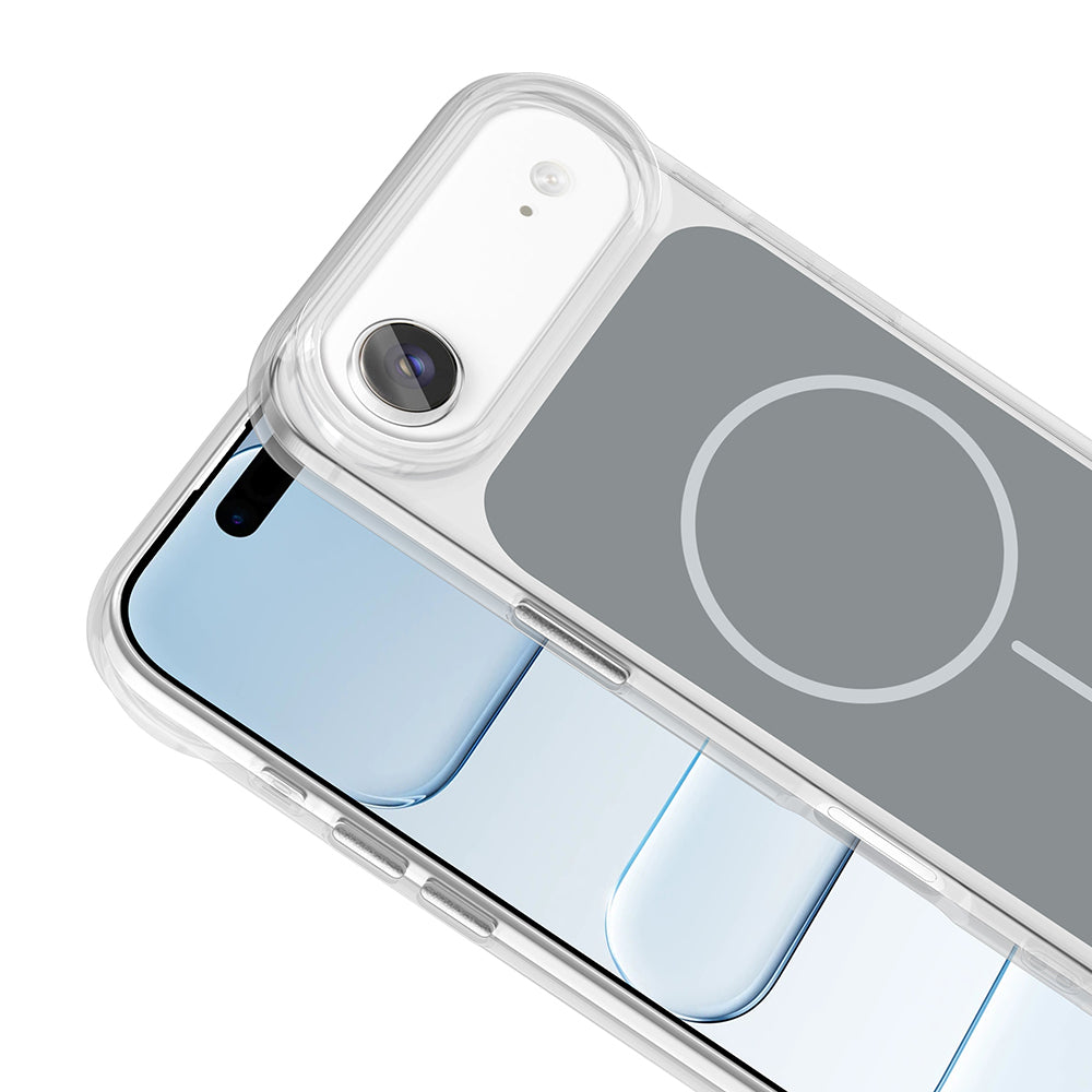 Apple iPhone 17 Air Kılıf Metal Buton Tasarımlı Zore İkonik Sert Silikon Kapak Gri