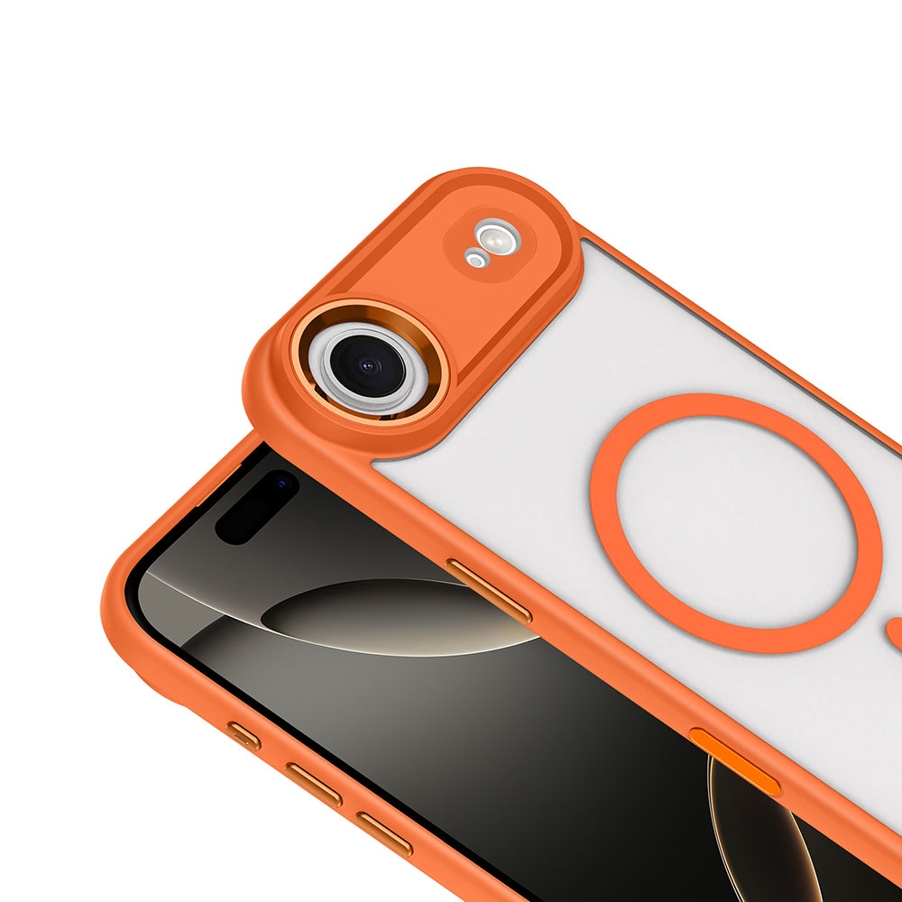 Apple iPhone 17 Air Kılıf Wireless Şarj Özellikli Zore Krom M-safe Silikon Kapak Desert Gold