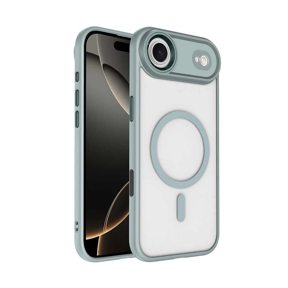 Apple iPhone 17 Air Kılıf Wireless Şarj Özellikli Zore Krom M-safe Silikon Kapak Gri