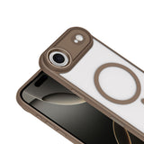 Apple iPhone 17 Air Kılıf Wireless Şarj Özellikli Zore Krom M-safe Silikon Kapak Turuncu