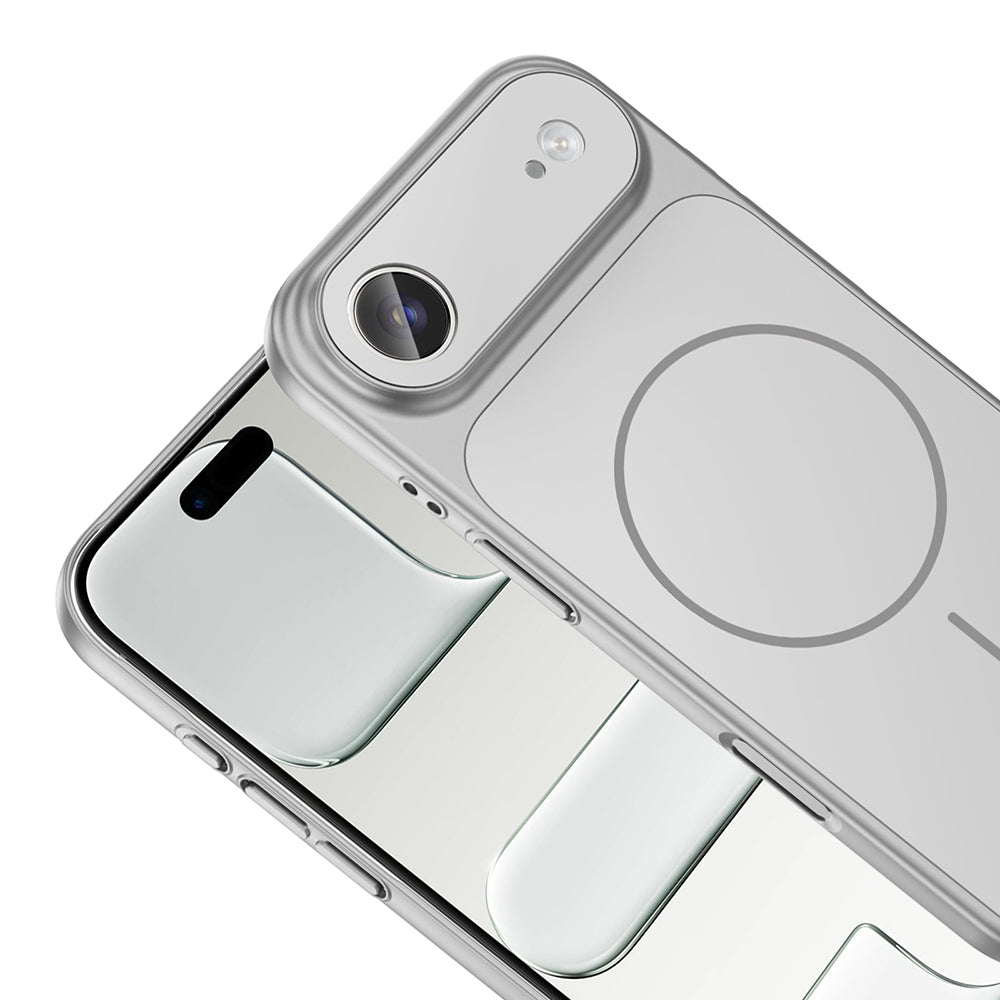 Apple iPhone 17 Air Kılıf Zore M-Safe Şarj Özellikli Kamera Korumalı Formen Kapak Gümüş