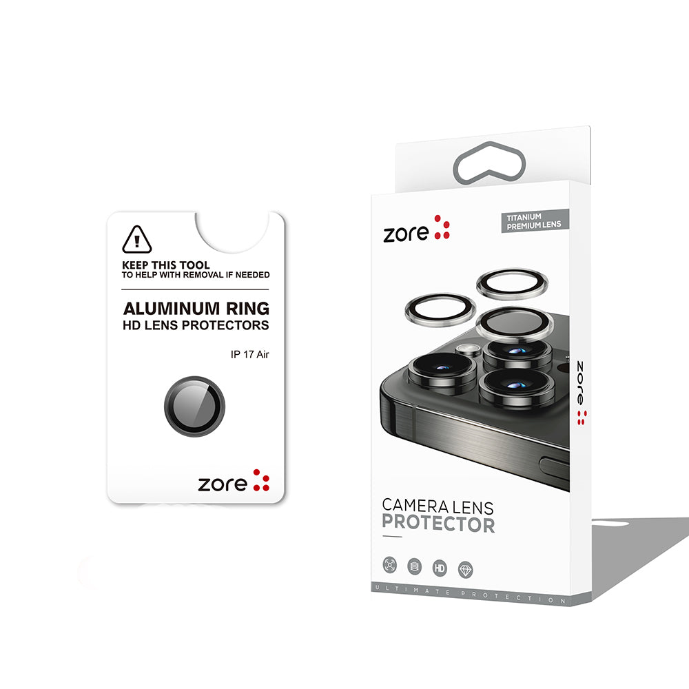 Apple iPhone 17 Air Zore CL-12 Premium Safir Parmak İzi Bırakmayan Anti-Reflective Kamera Lens Koruyucu Siyah