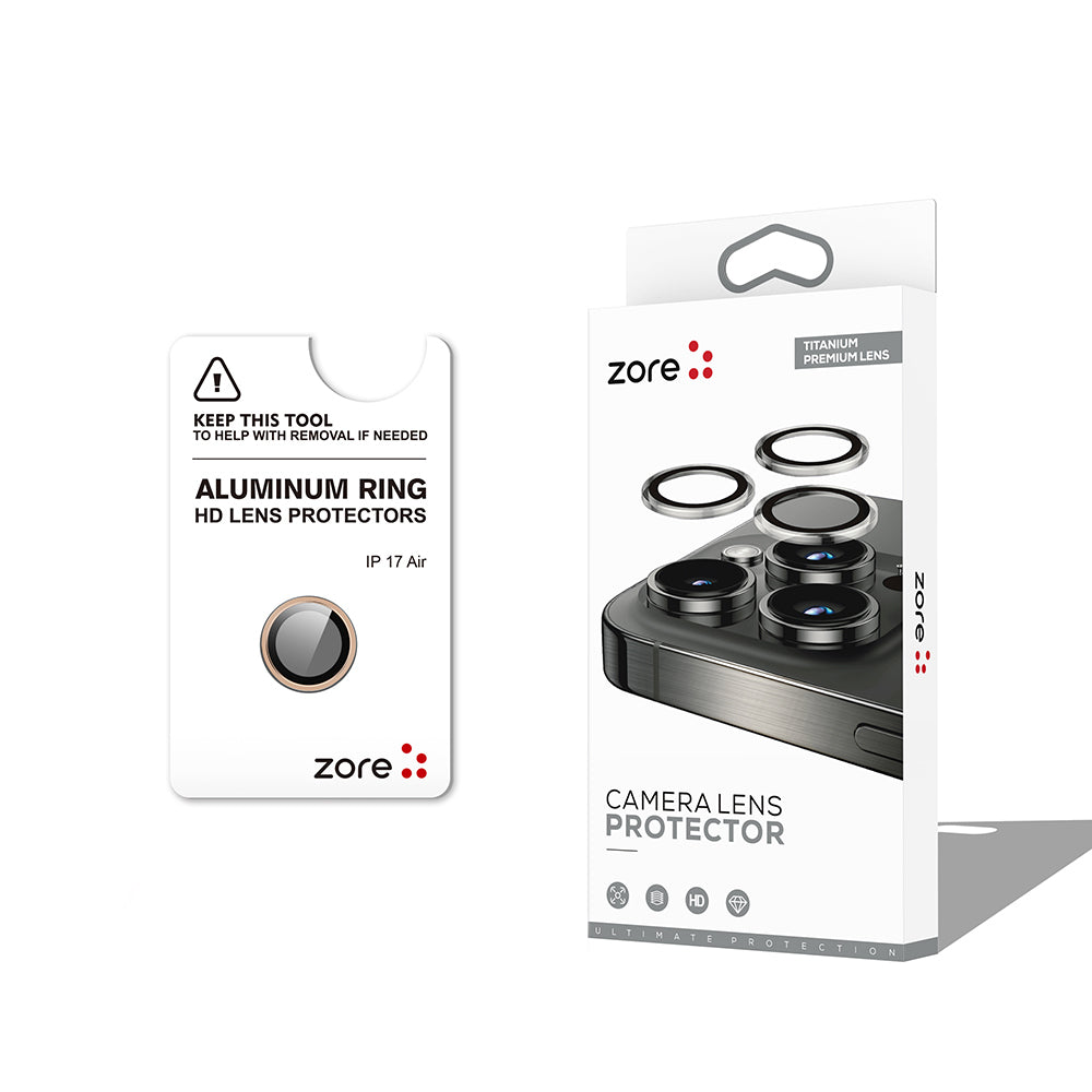 Apple iPhone 17 Air Zore CL-12 Premium Safir Parmak İzi Bırakmayan Anti-Reflective Kamera Lens Koruyucu Gold