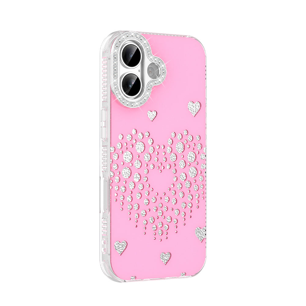 Apple iPhone 17 Kılıf Damla Taşlı Zore Rivas Sert PC Kapak Pembe
