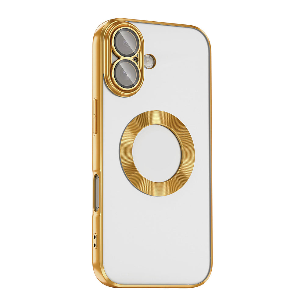 Apple iPhone 17 Kılıf Kamera Korumalı Logo Gösteren Zore Omega Kapak Gold