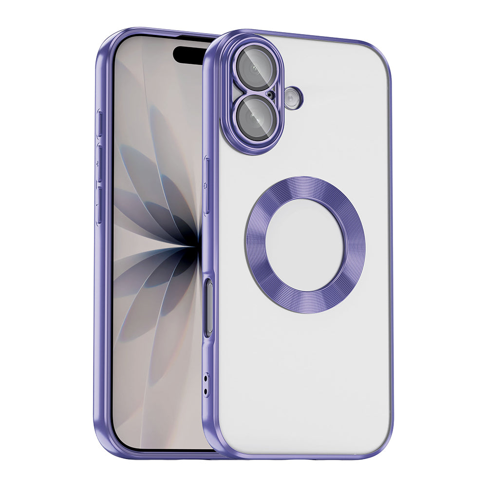 Apple iPhone 17 Kılıf Kamera Korumalı Logo Gösteren Zore Omega Kapak Lila