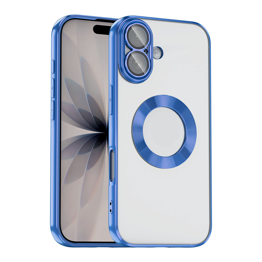 Apple iPhone 17 Kılıf Kamera Korumalı Logo Gösteren Zore Omega Kapak Mavi