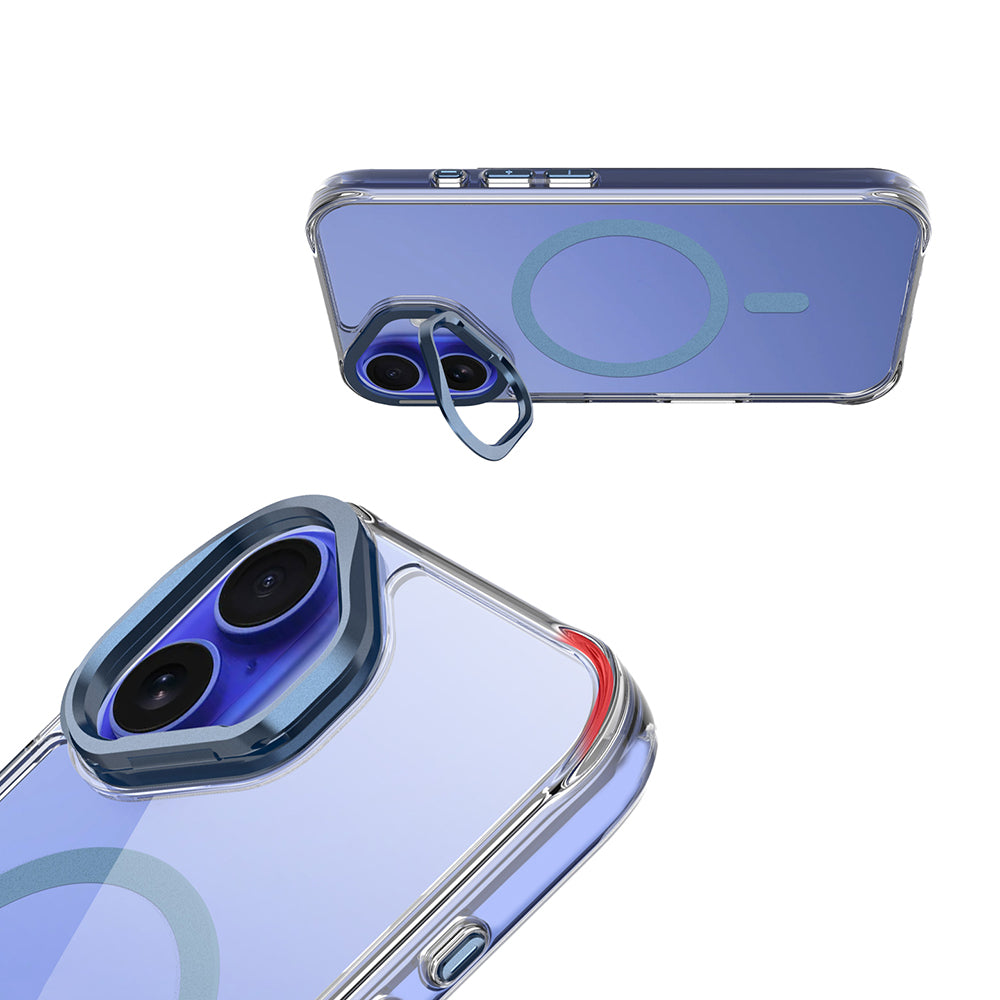 Apple iPhone 17 Kılıf M-safe Şarj Özellikli Airbagli Kamera Standlı Azor Kapak Gold