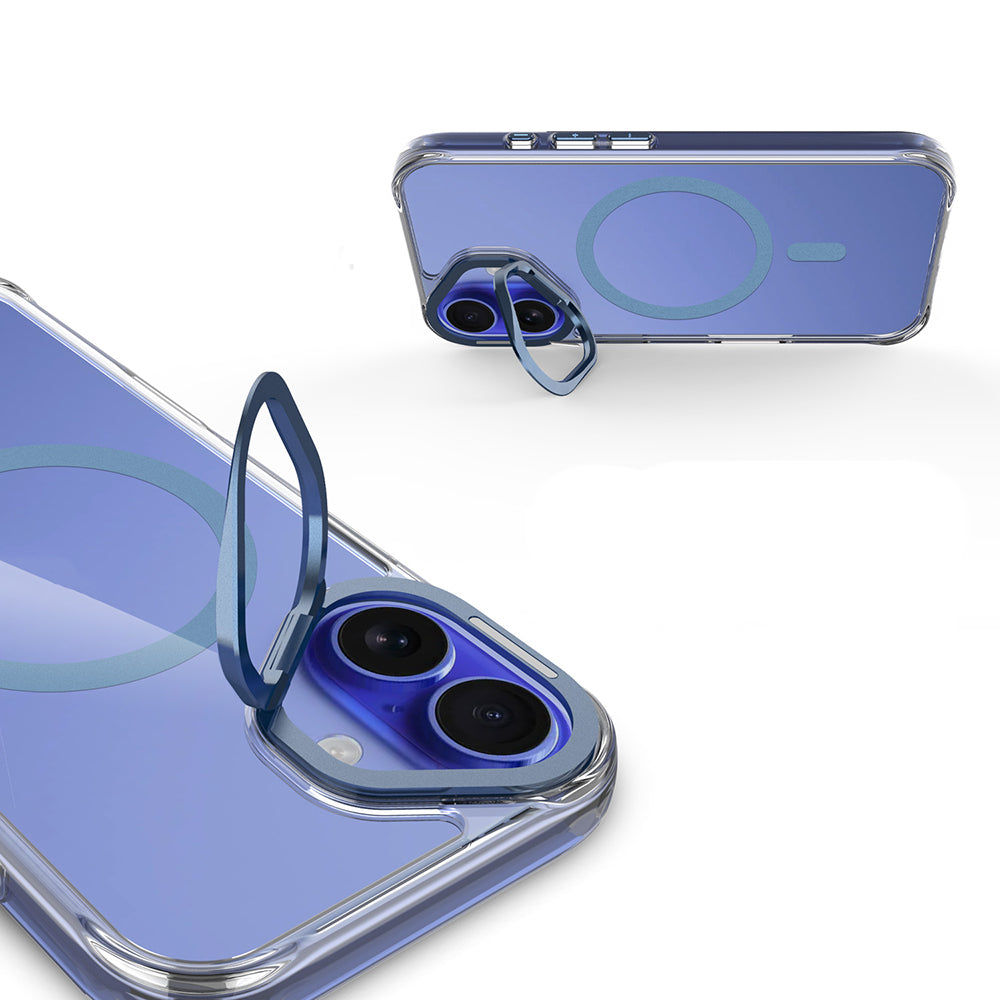 Apple iPhone 17 Kılıf M-safe Şarj Özellikli Airbagli Kamera Standlı Azor Kapak Koyu Gri