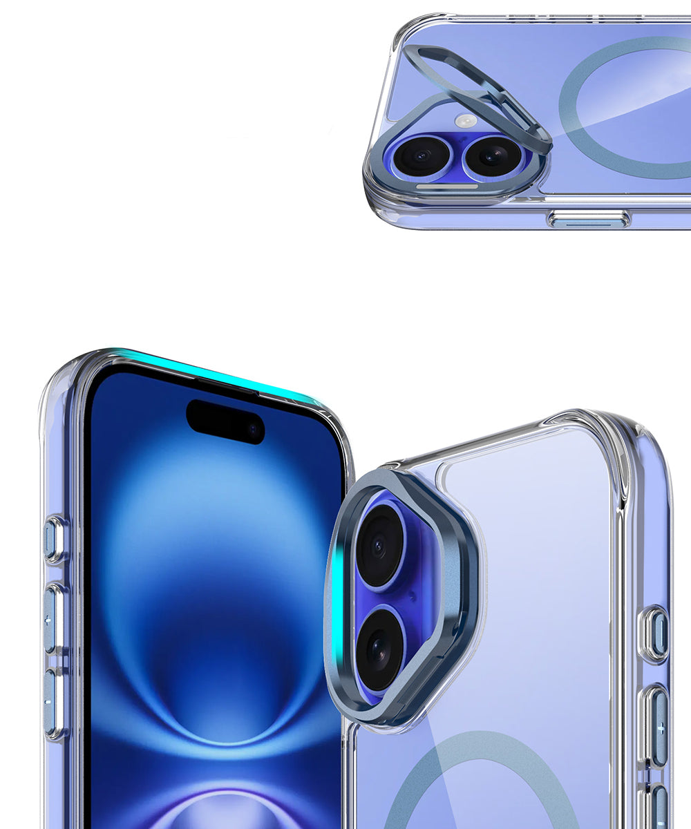Apple iPhone 17 Kılıf M-safe Şarj Özellikli Airbagli Kamera Standlı Azor Kapak Koyu Gri
