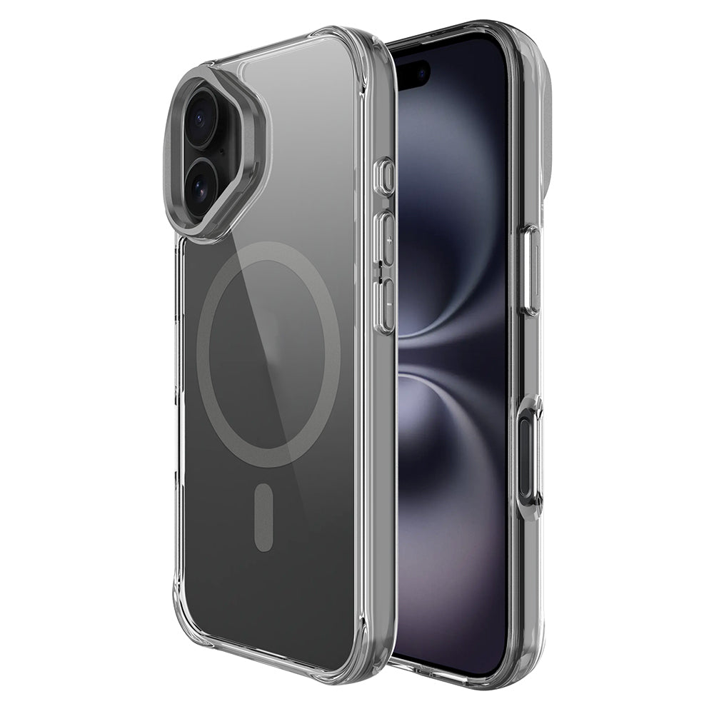Apple iPhone 17 Kılıf M-safe Şarj Özellikli Airbagli Kamera Standlı Azor Kapak Koyu Gri