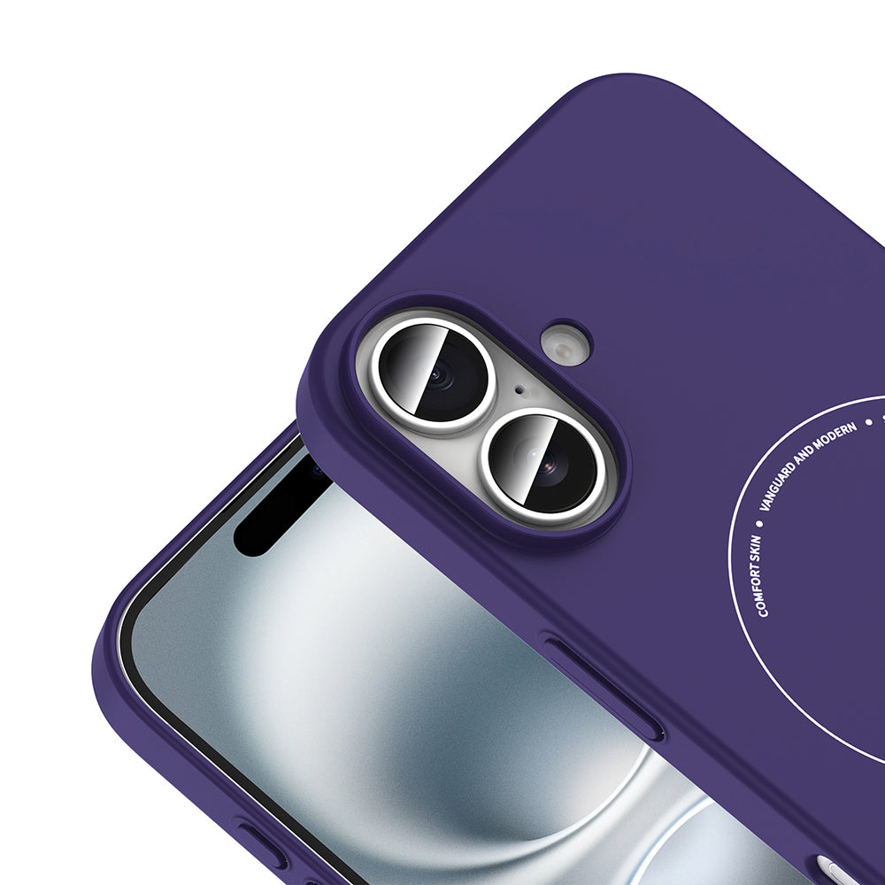 Apple iPhone 17 Kılıf M-Safe Şarj Özellikli Kamera Korumalı Zore Elio Sert PC Kapak Derin Mor