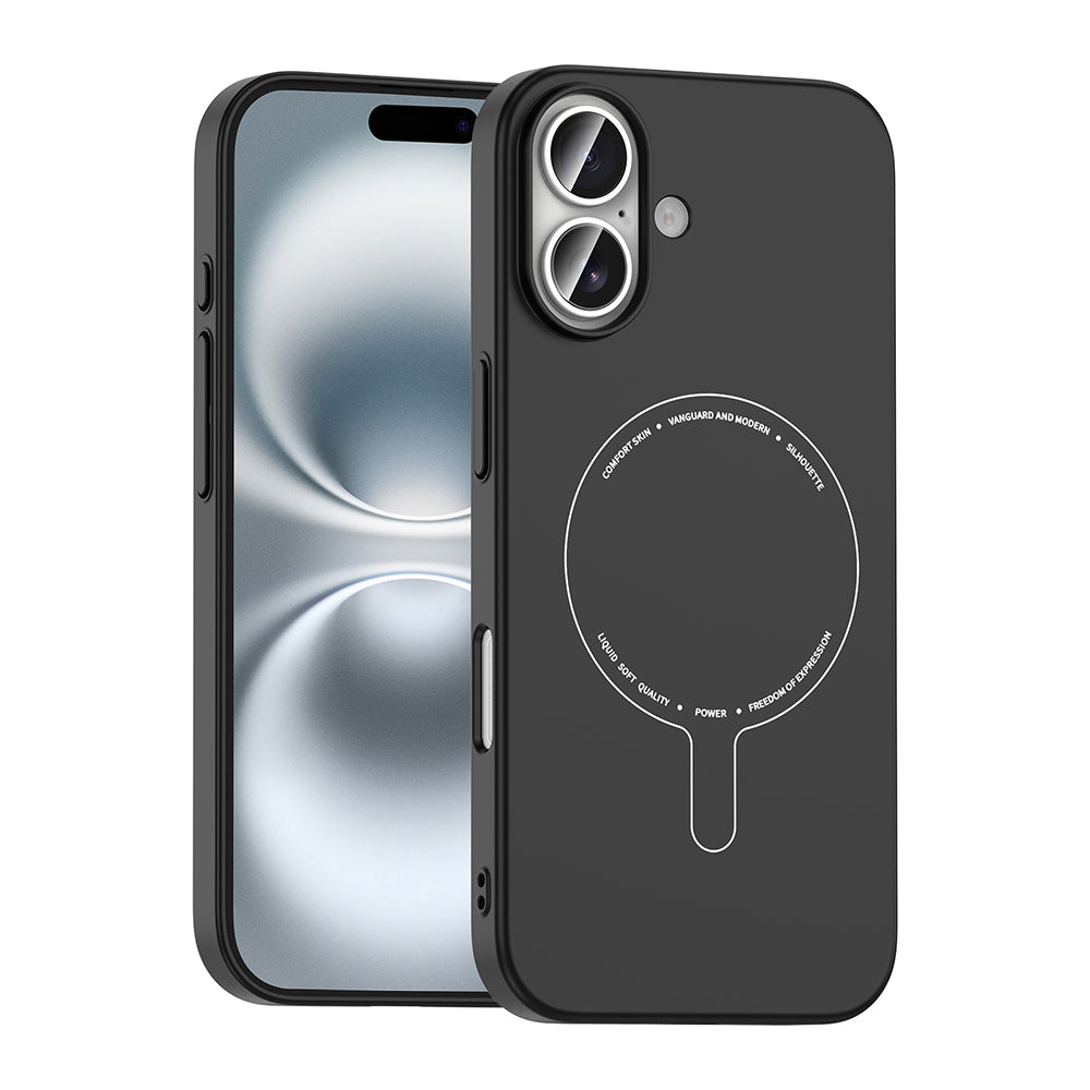 Apple iPhone 17 Kılıf M-Safe Şarj Özellikli Kamera Korumalı Zore Elio Sert PC Kapak Siyah