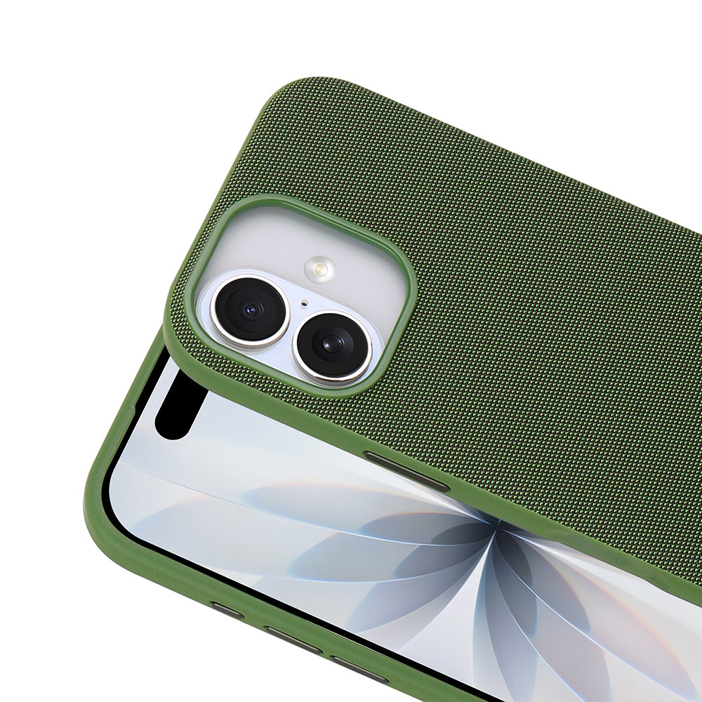 Apple iPhone 17 Kılıf M-Safe Şarj Özellikli Kumaş Tasarımlı Zore Miami Sert PC Kapak Yeşil
