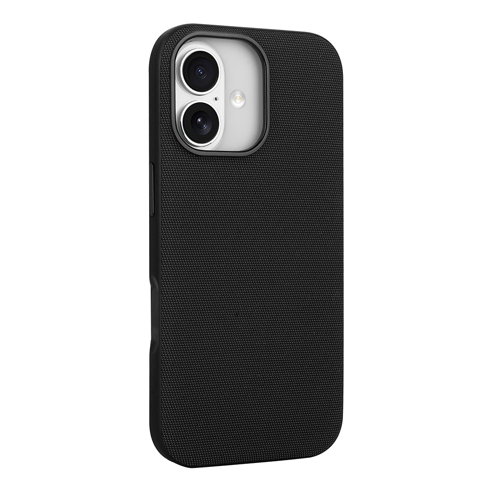 Apple iPhone 17 Kılıf M-Safe Şarj Özellikli Kumaş Tasarımlı Miami Sert PC Kapak Siyah