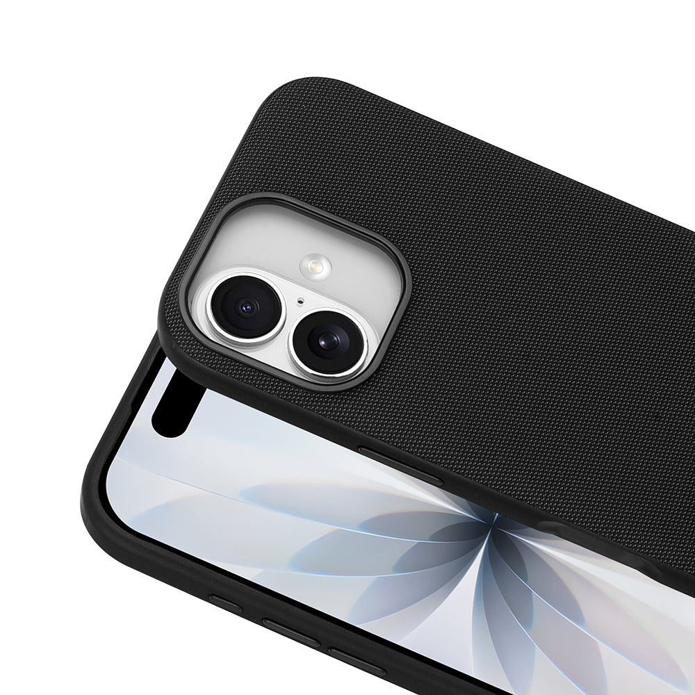Apple iPhone 17 Kılıf M-Safe Şarj Özellikli Kumaş Tasarımlı Zore Miami Sert PC Kapak Siyah