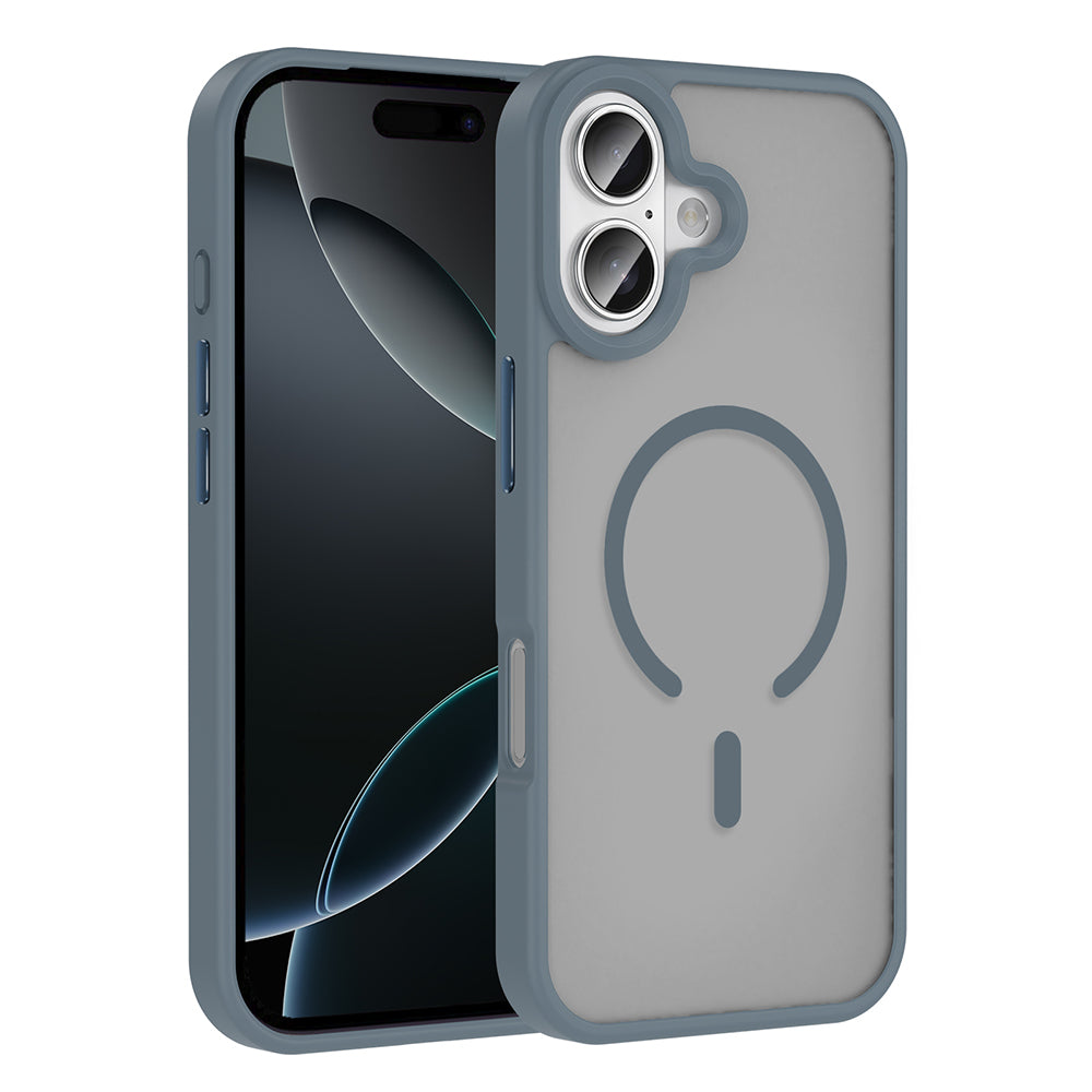 Apple iPhone 17 Kılıf M-safe Şarj Özellikli Mat Arka Yüzey Zore Sio Kapak Gri