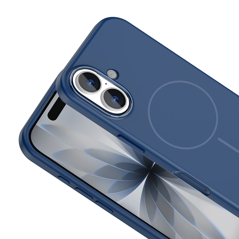Apple iPhone 17 Kılıf M-Safe Şarj Özellikli Metal Kamera Çerçeveli Zore Edi Silikon Kapak Titanyum-Gri