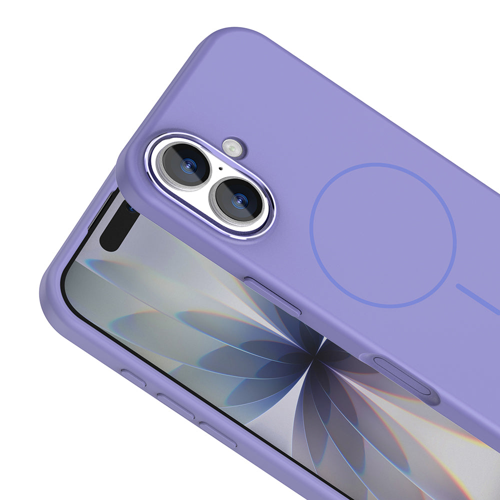 Apple iPhone 17 Kılıf M-Safe Şarj Özellikli Metal Kamera Çerçeveli Zore Edi Silikon Kapak Mor