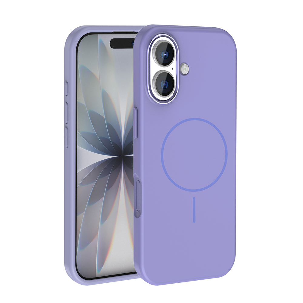 Apple iPhone 17 Kılıf M-Safe Şarj Özellikli Metal Kamera Çerçeveli Zore Edi Silikon Kapak Lila