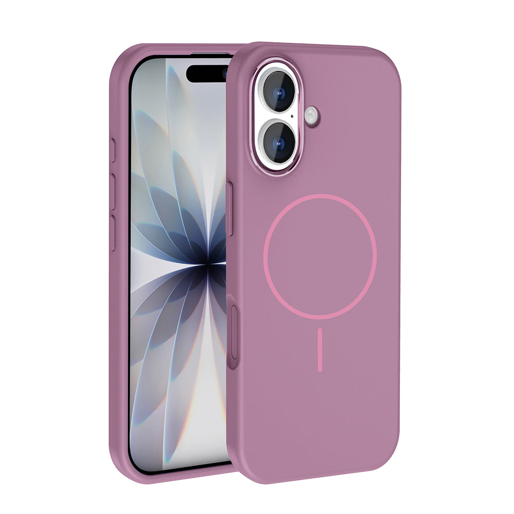Apple iPhone 17 Kılıf M-Safe Şarj Özellikli Metal Kamera Çerçeveli Zore Edi Silikon Kapak Mor
