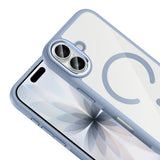Apple iPhone 17 Kılıf M-Safe Şarj Özellikli Metal Kamera Çerçeveli Zore Tiko Kapak Mavi