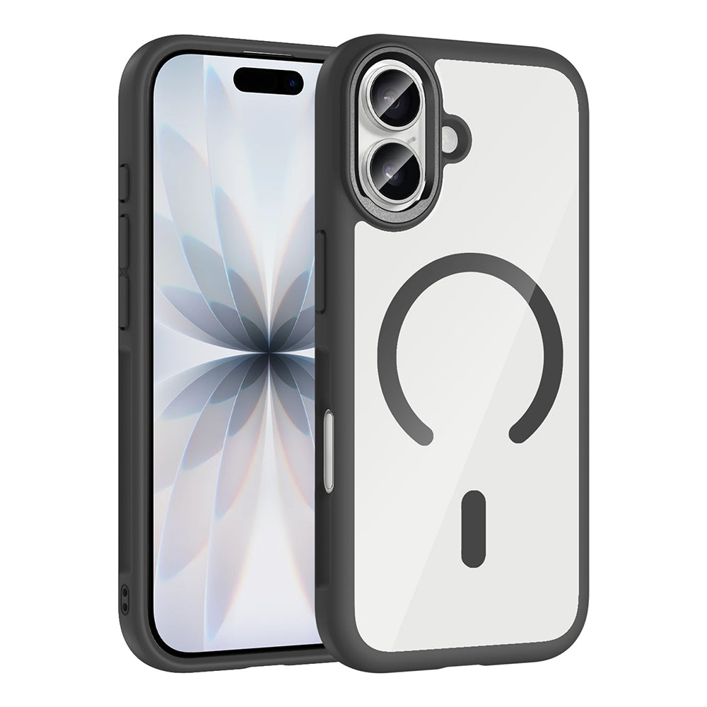 Apple iPhone 17 Kılıf M-Safe Şarj Özellikli Metal Kamera Çerçeveli Zore Tiko Kapak Siyah