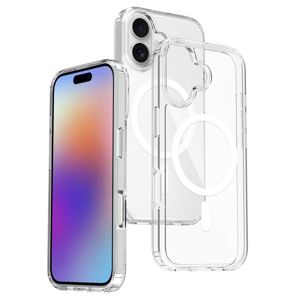 Apple iPhone 17 Kılıf M-safe Şarj Özellikli Şeffaf Sert PC Zore Embos Kapak Şeffaf