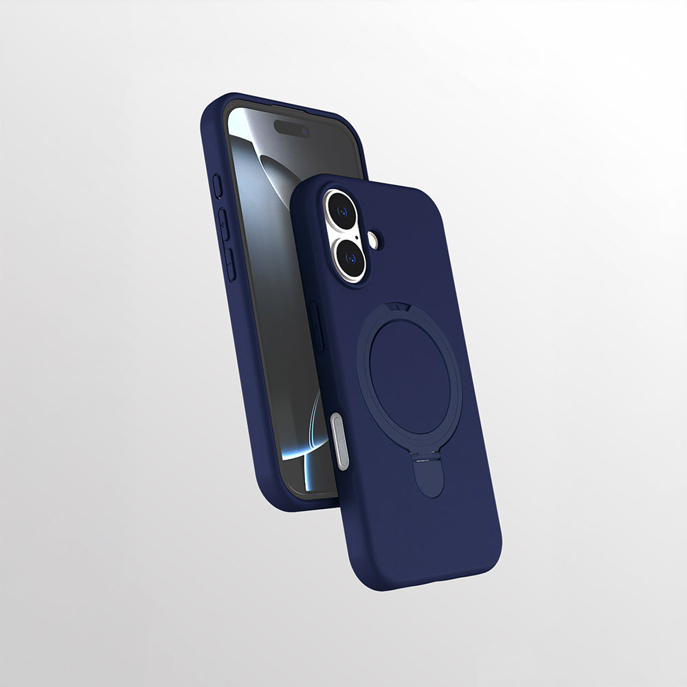 Apple iPhone 17 Kılıf M-safe Şarj Özellikli Standlı Zore Samara Kapak Lacivert