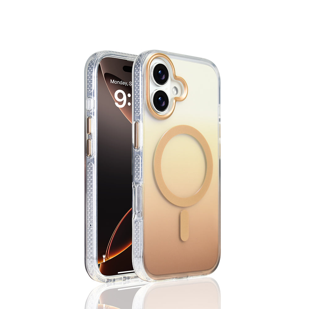 Apple iPhone 17 Kılıf M-safe Şarj Özellikli Transparan Renk Geçişli Zore Toros Kapak Rose Pembe