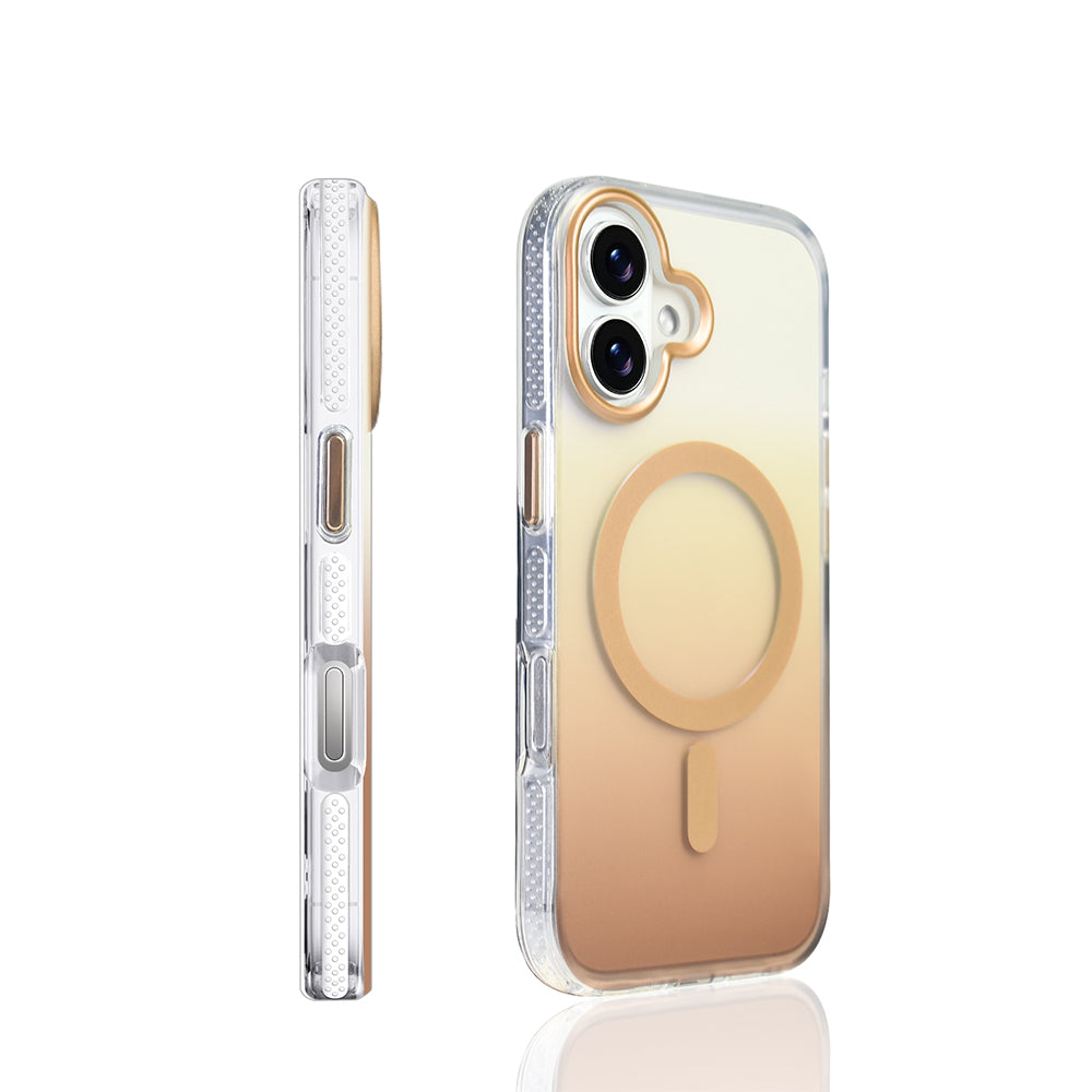 Apple iPhone 17 Kılıf M-safe Şarj Özellikli Transparan Renk Geçişli Zore Toros Kapak Rose Gold