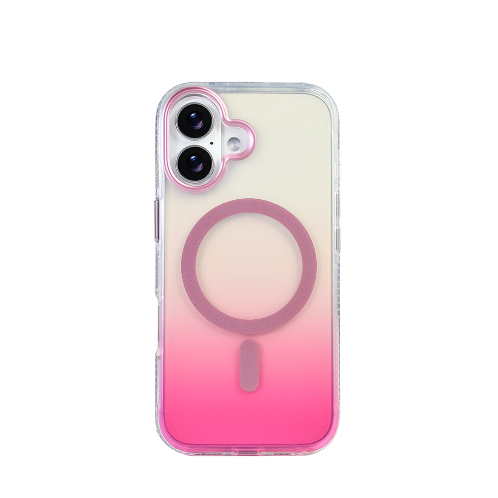 Apple iPhone 17 Kılıf M-safe Şarj Özellikli Transparan Renk Geçişli Zore Toros Kapak Rose Gold