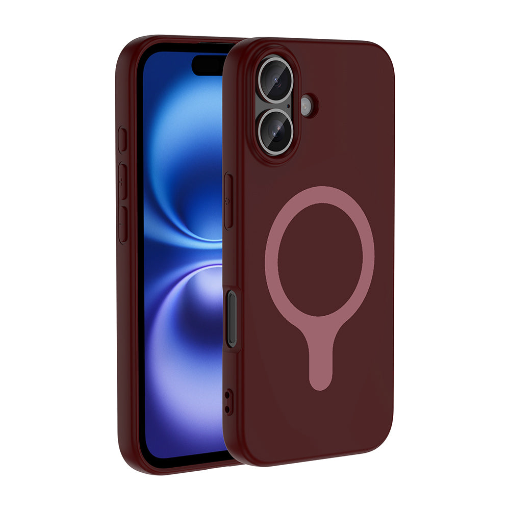Apple iPhone 17 Kılıf M-Safe Şarj Özellikli Zore Aris Silikon Kapak Mürdüm