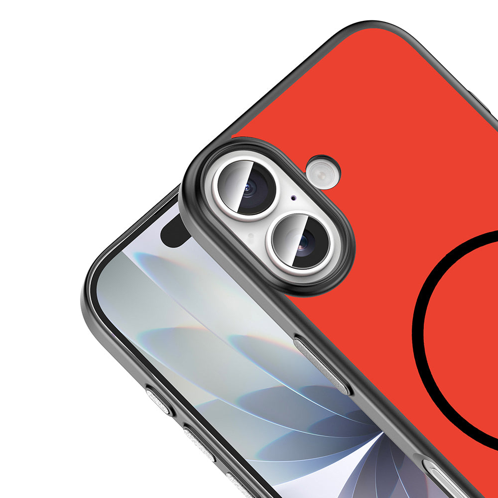 Apple iPhone 17 Kılıf M-Safe Şarj Özellikli Zore Lora PC Kapak Kırmızı-Gri