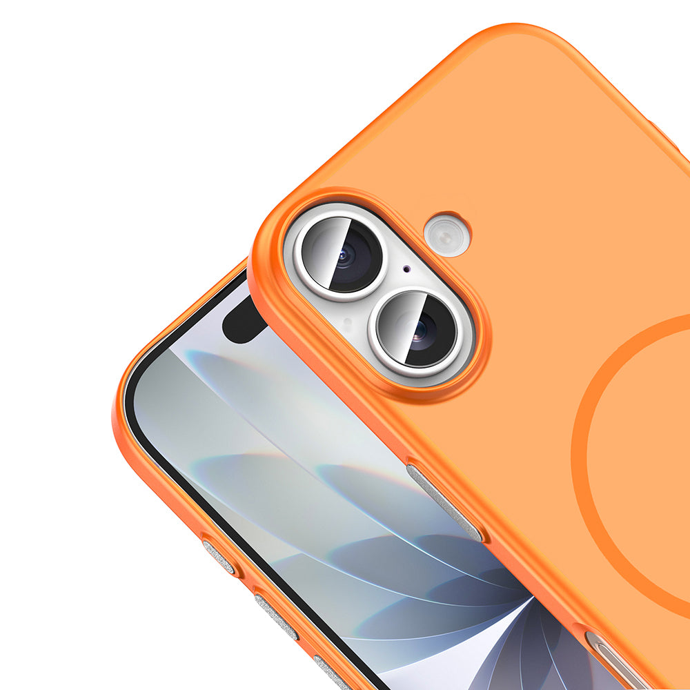 Apple iPhone 17 Kılıf M-Safe Şarj Özellikli Zore Lora PC Kapak Turuncu