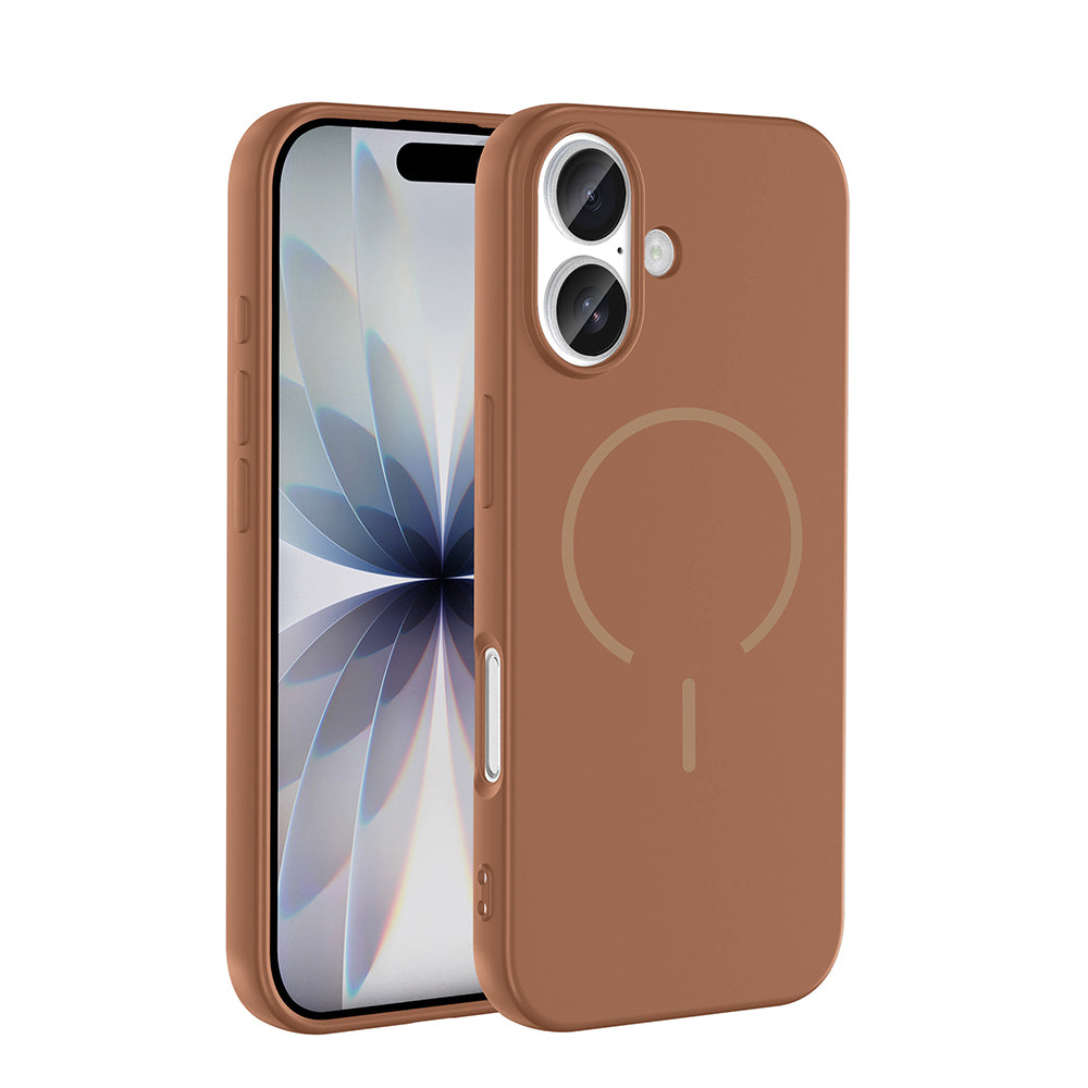 Apple iPhone 17 Kılıf M-safe Şarj Özellikli Meta Kapak Kahverengi