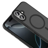 Apple iPhone 17 Kılıf Mat Arka Yüzey Wireless Şarj Özellikli Zore Flet M-safe Kapak Siyah