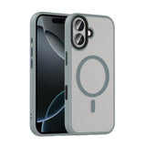Apple iPhone 17 Kılıf Mat Arka Yüzey Wireless Şarj Özellikli Zore Flet M-safe Kapak Gri
