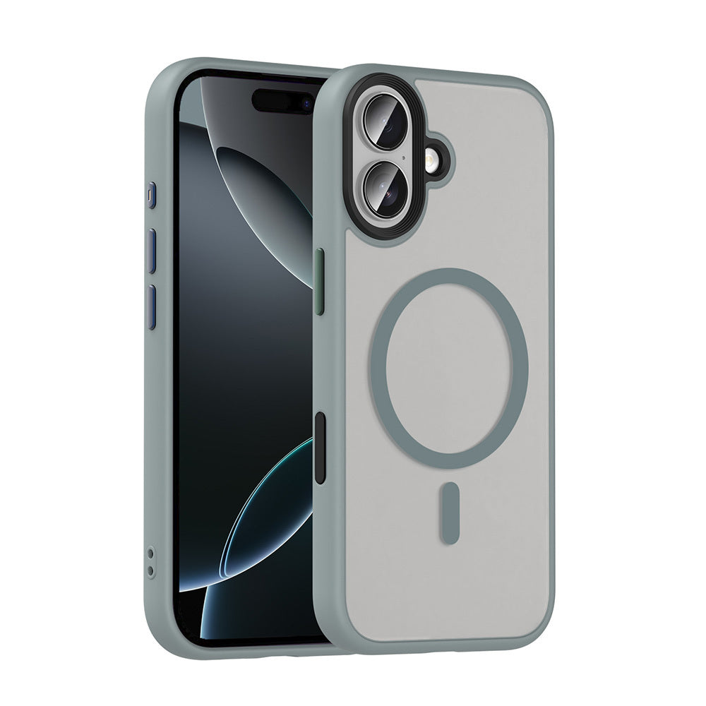 Apple iPhone 17 Kılıf Mat Arka Yüzey Wireless Şarj Özellikli Zore Flet M-safe Kapak Turuncu