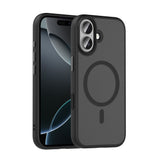 Apple iPhone 17 Kılıf Mat Arka Yüzey Wireless Şarj Özellikli Zore Flet M-safe Kapak Siyah