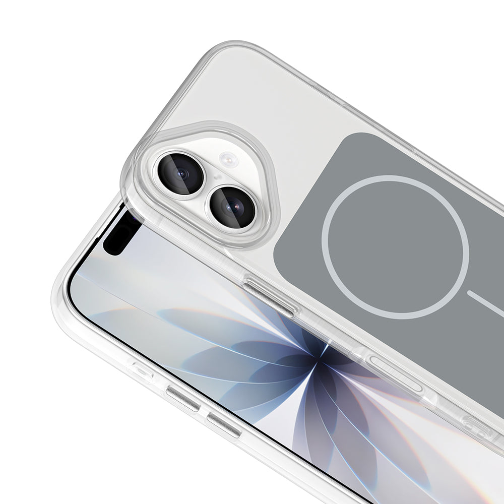 Apple iPhone 17 Kılıf Metal Buton Tasarımlı Zore İkonik Sert Silikon Kapak Beyaz