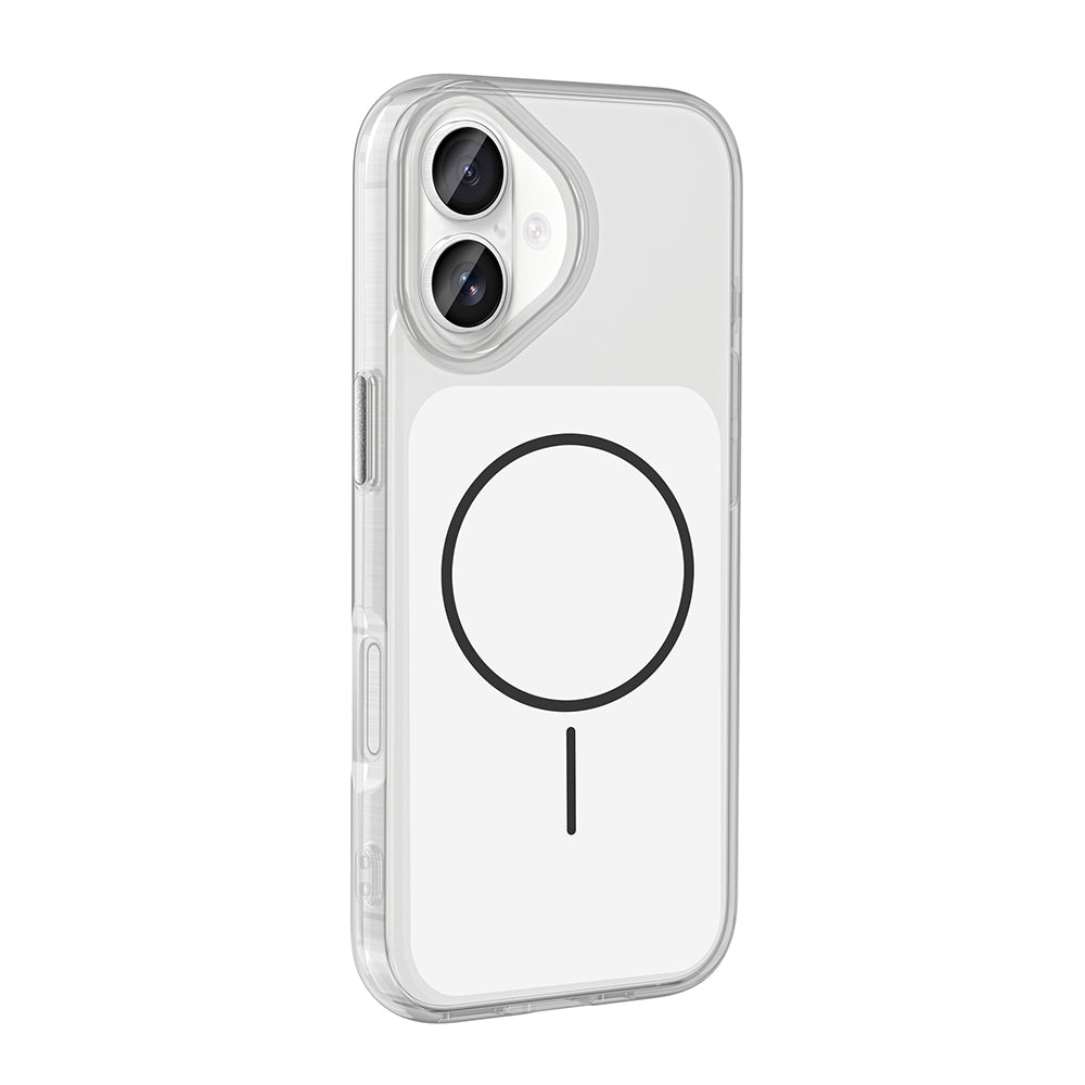 Apple iPhone 17 Kılıf Metal Buton Tasarımlı Zore İkonik Sert Silikon Kapak Beyaz