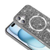 Apple iPhone 17 Kılıf Pırlanta Tasarımlı M-safe Şarj Özellikli Zore Mozaik Silikon Kapak Desert Titanyum